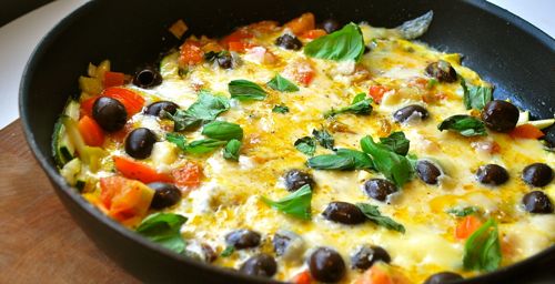 omelett med pesto och parmesan