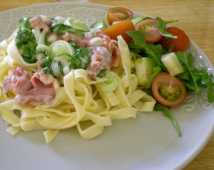 Pasta med parmaskinka & ädelost