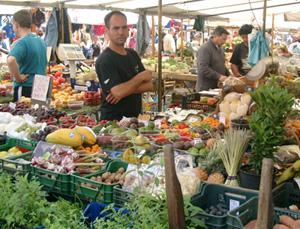 Matmarknad på Campo de´ Fiori