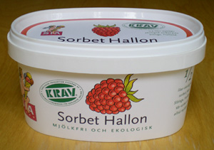 Hallonsorbet